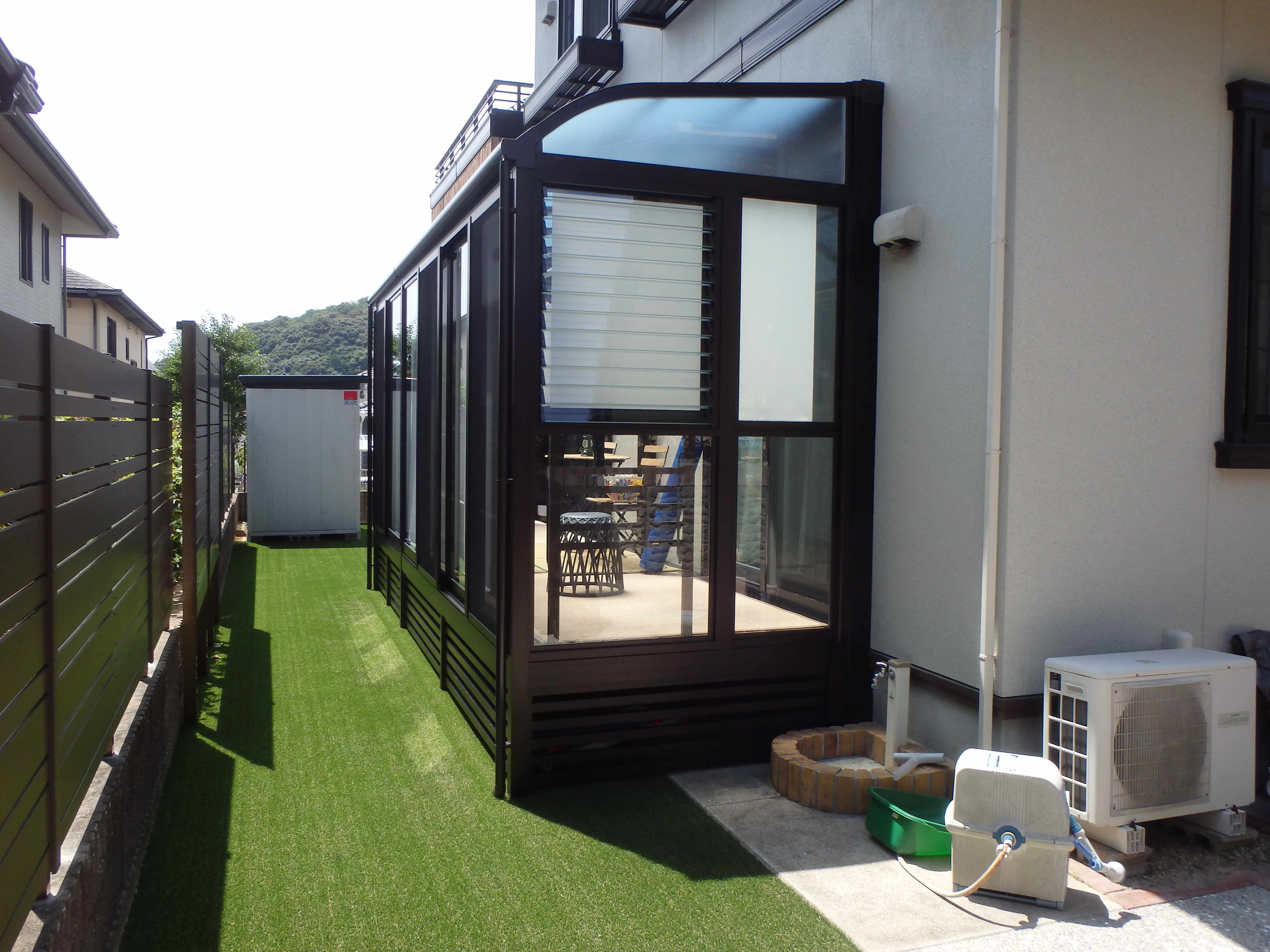 　146　サンルームが完成しました、ゆっくりくつろいでテラスでコーヒーを。